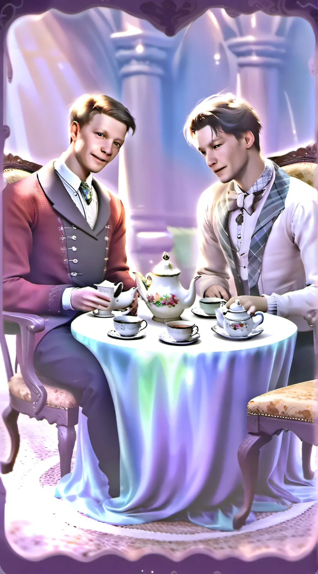 ai character: fred and George  background