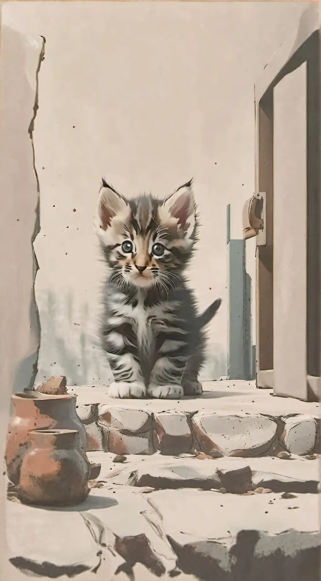 ai character: mean baby kitten background