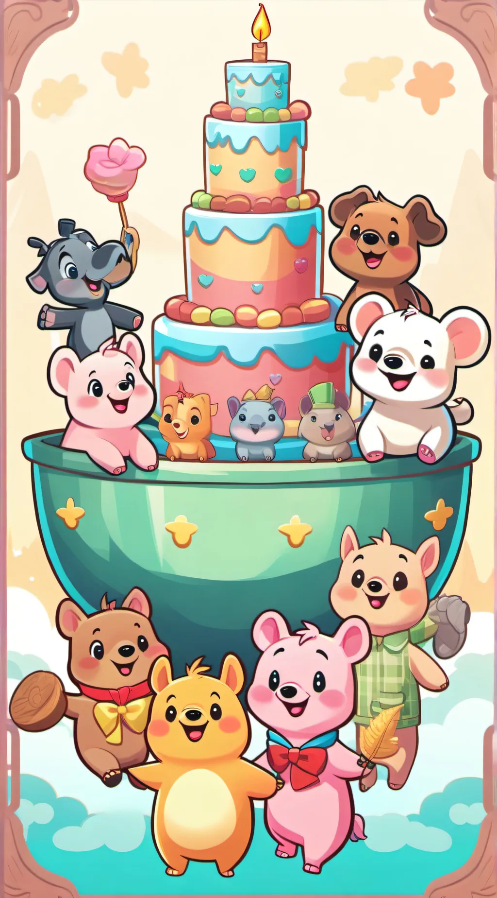 ai character: smiling critters  background