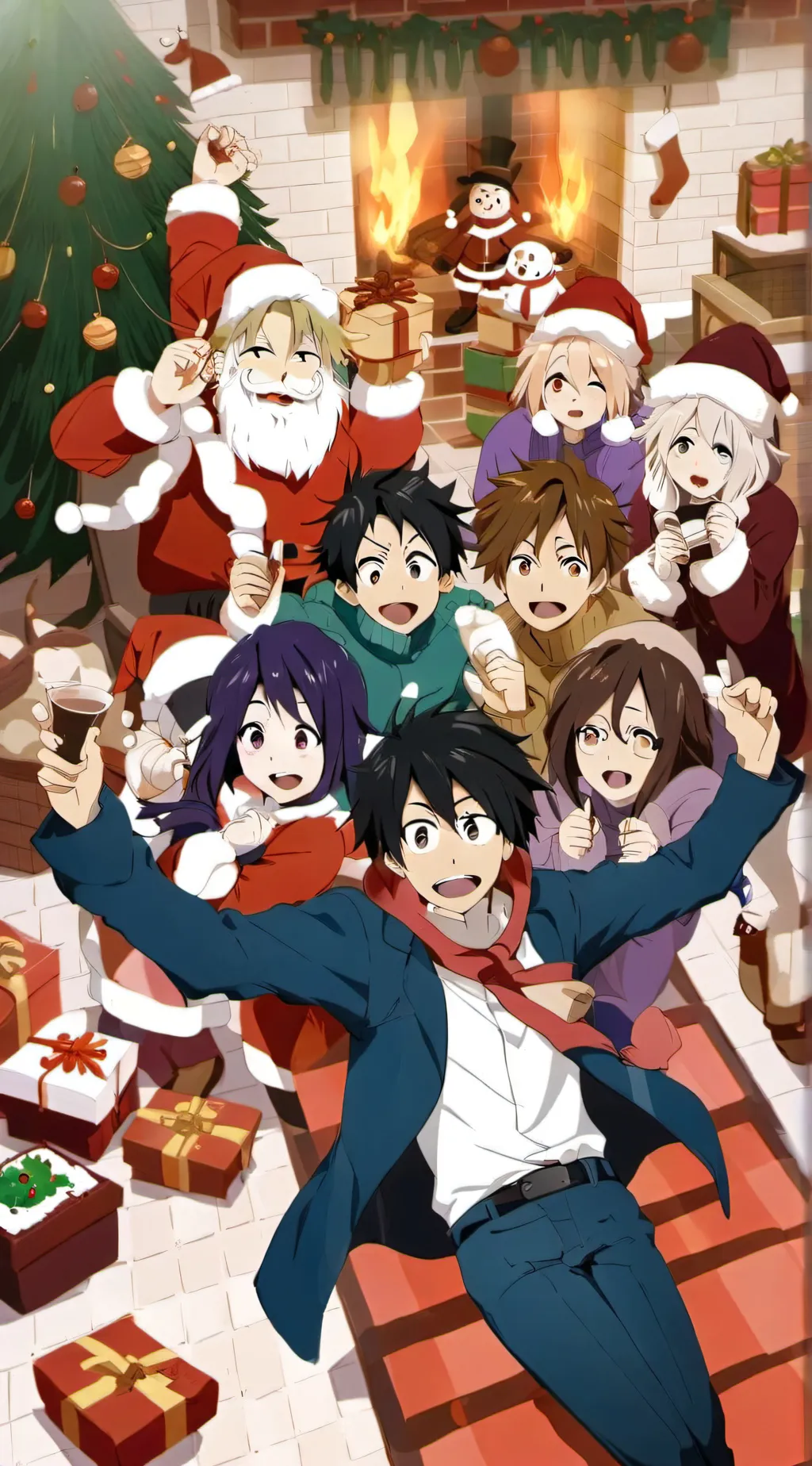 ai character: MHA Christmas day background