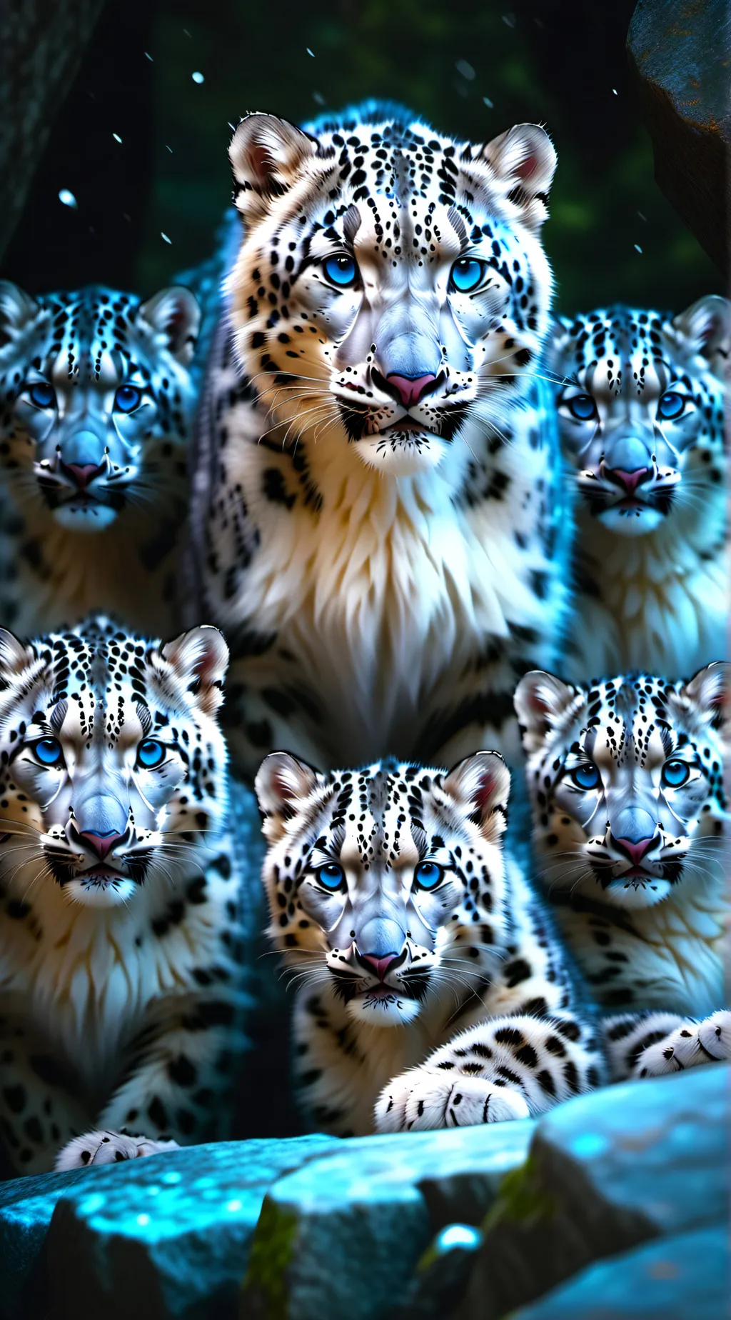 ai character: Snow leopards background