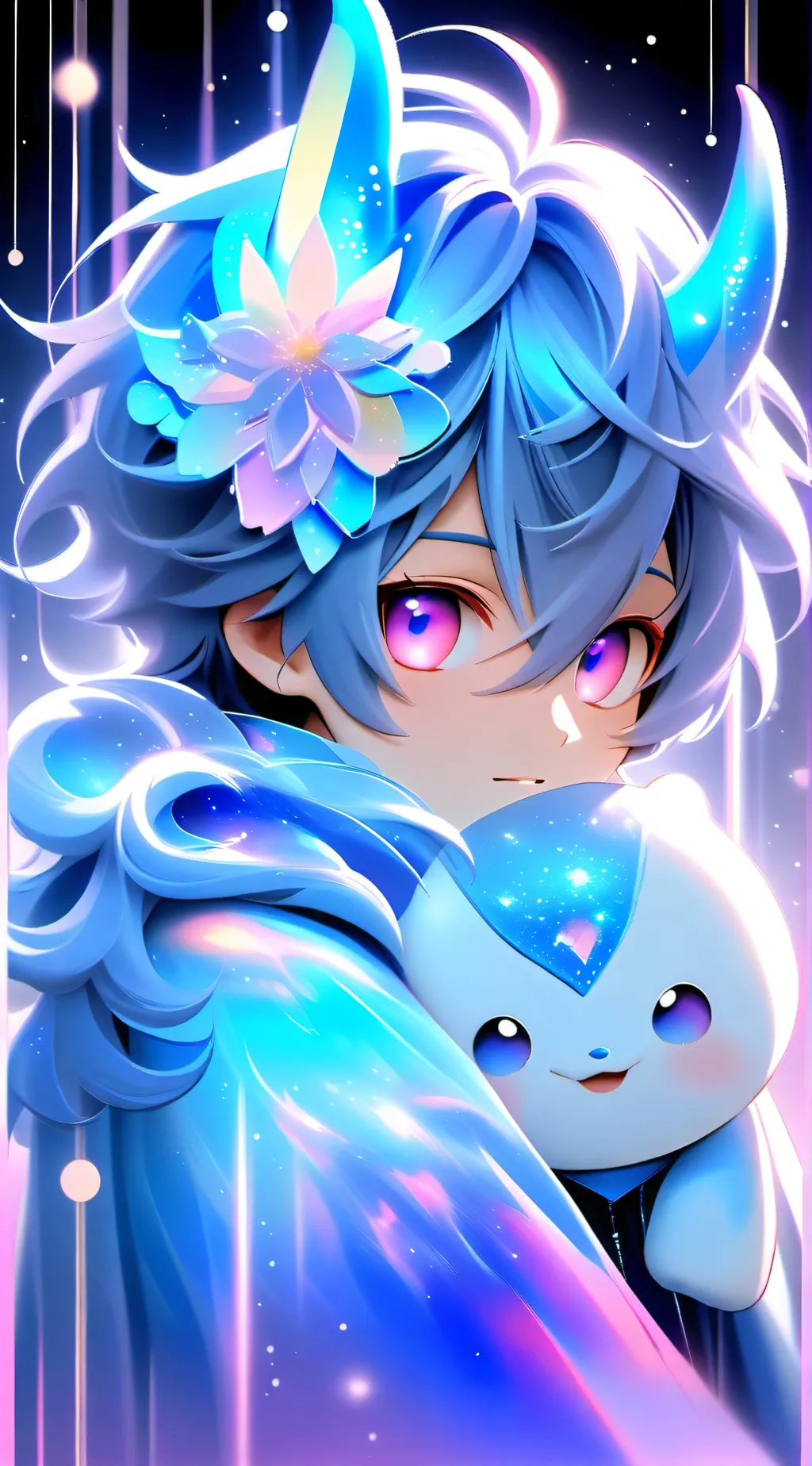 ai character: Blue devil. background