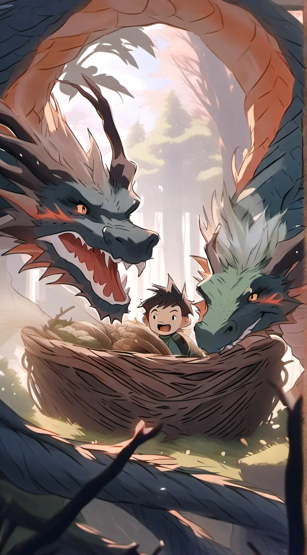 ai character: two headed dragon  background