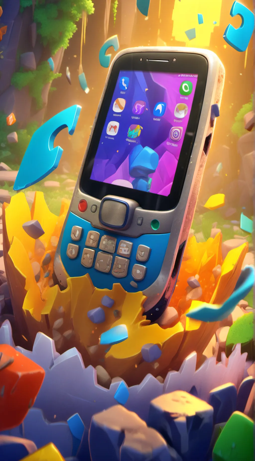 ai character: broken phone background