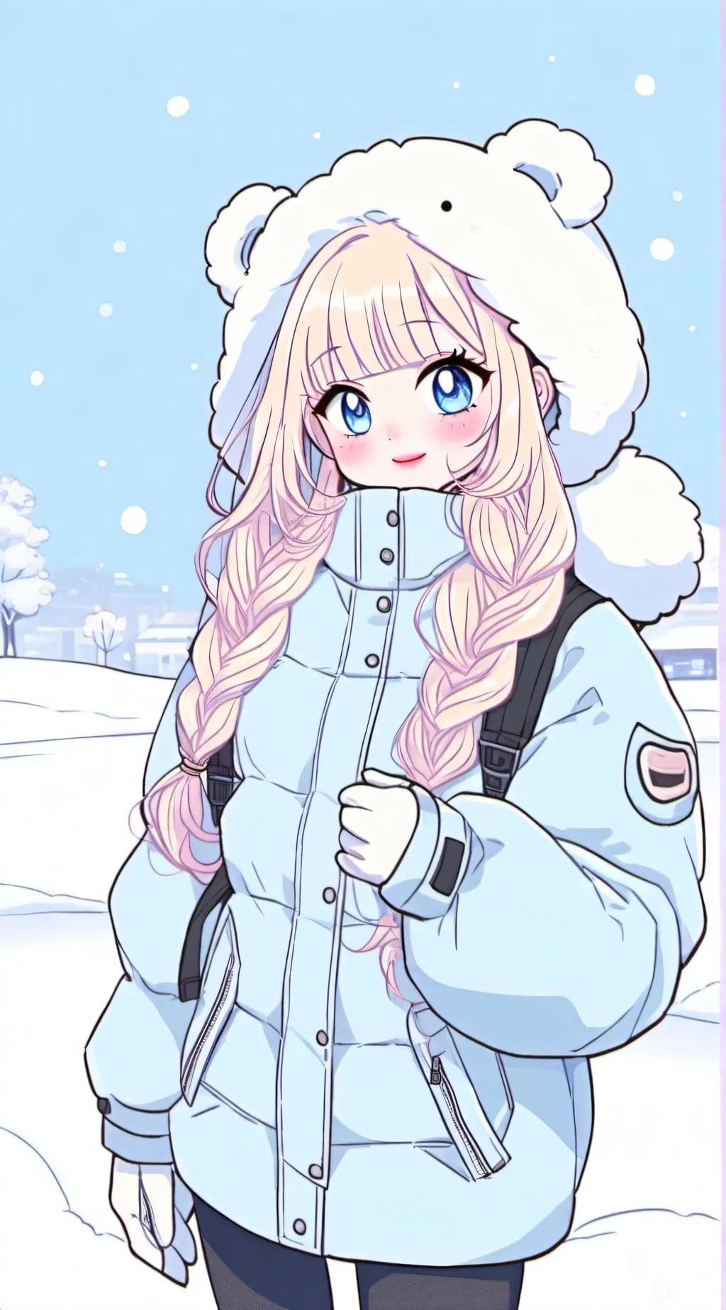 ai character: HH snow day! background