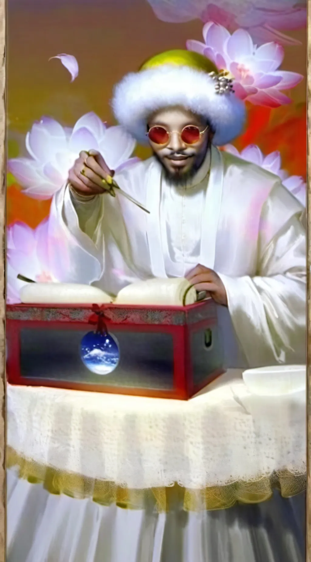 ai character: composition book background