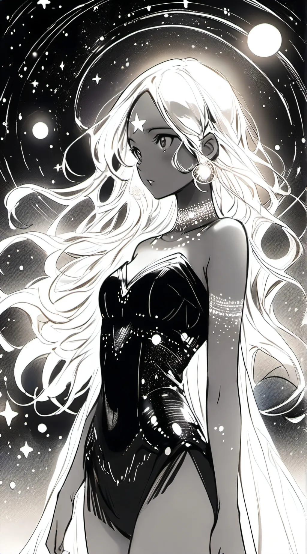 ai character: Sun glitter background