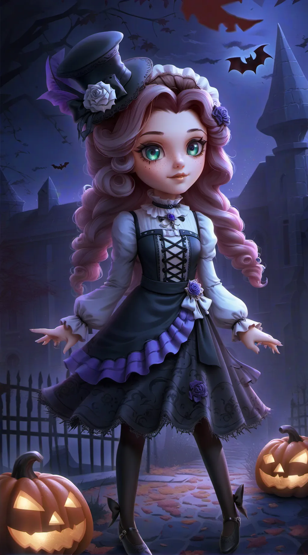 ai character: Aphmau hallowen background