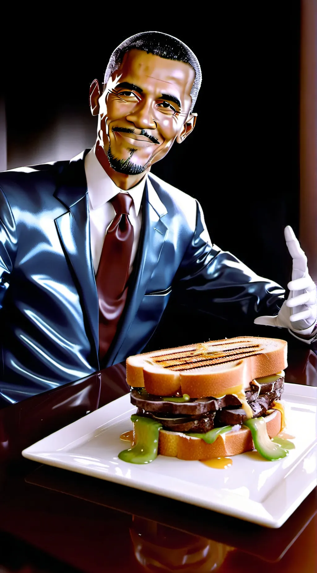ai character: obama and sandwich background