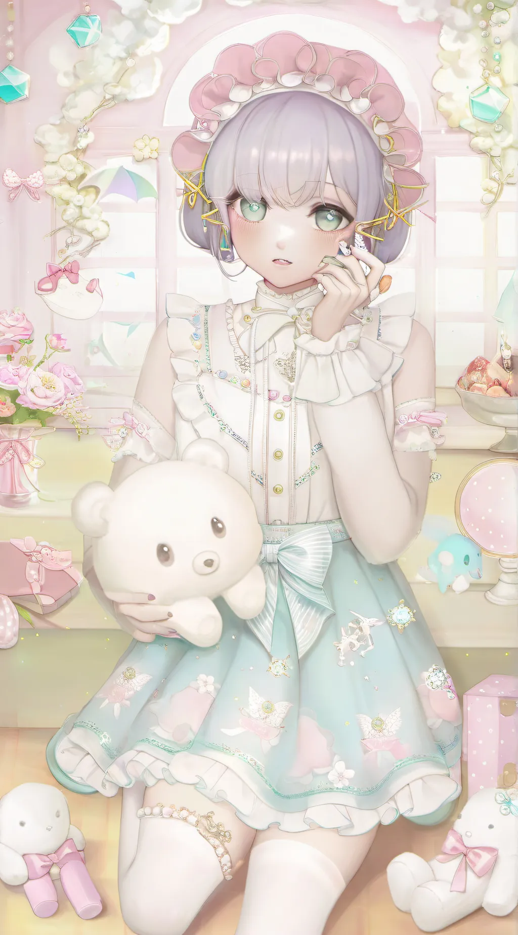 ai character: Click here :> background