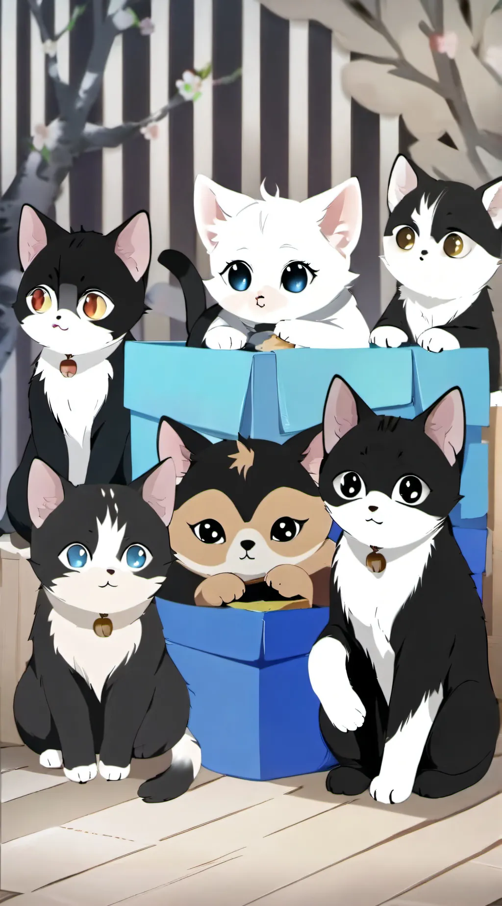 ai character: 10 kittens background