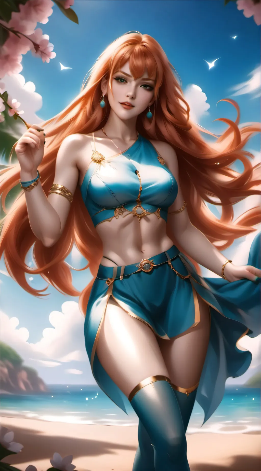 ai character: Nami, one piece  background