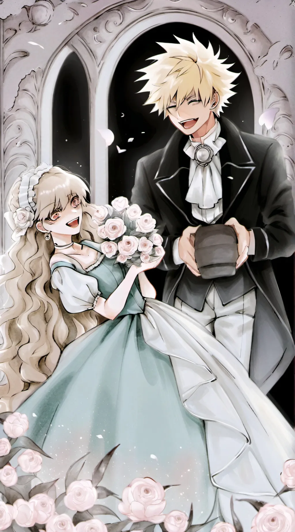 ai character: Bakugo wedding  background