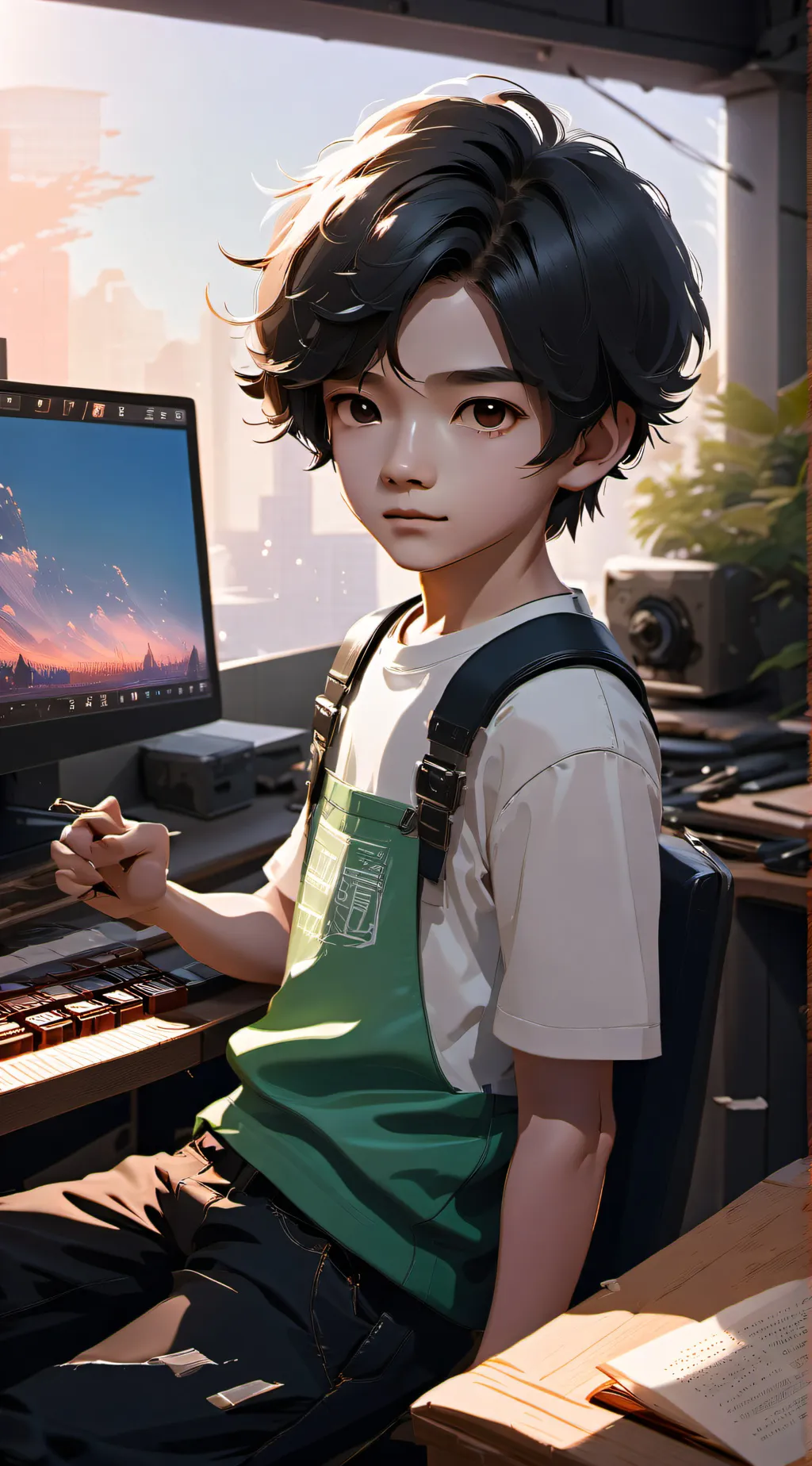 ai character: Green Screen Kids background