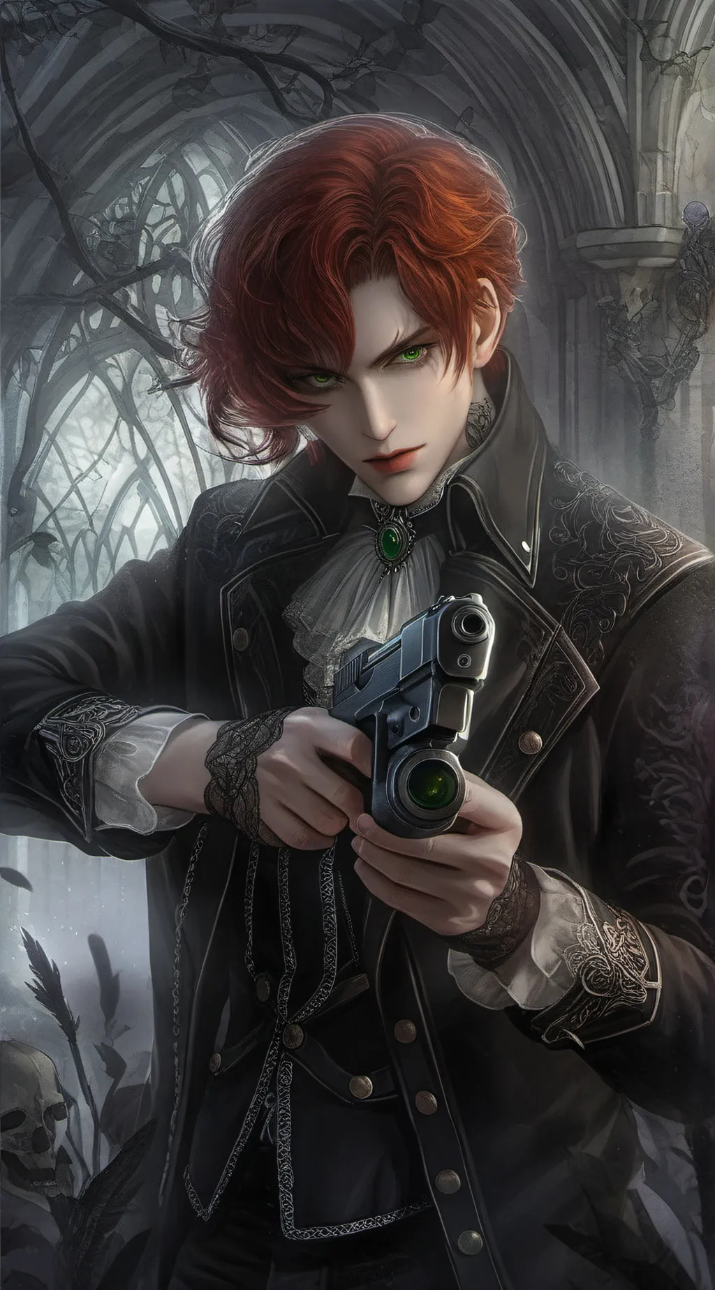 ai character: Aaron bloodred background