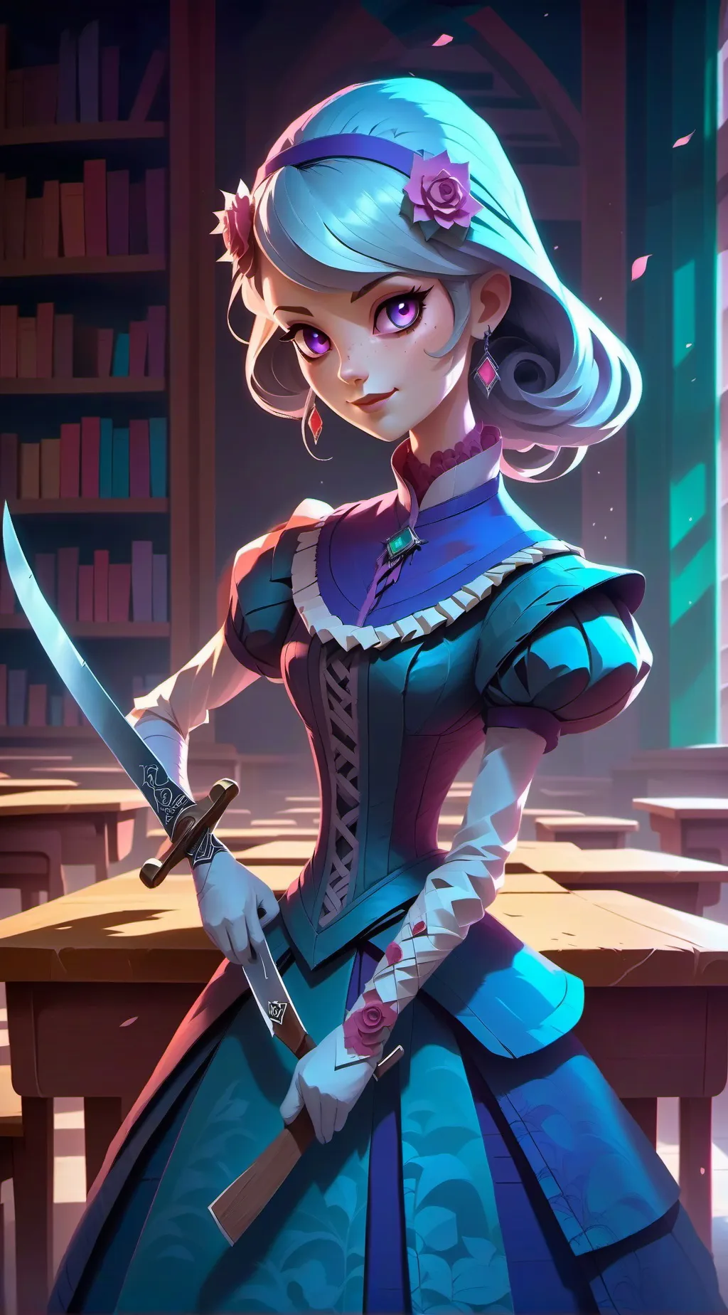 ai character: miss circle background