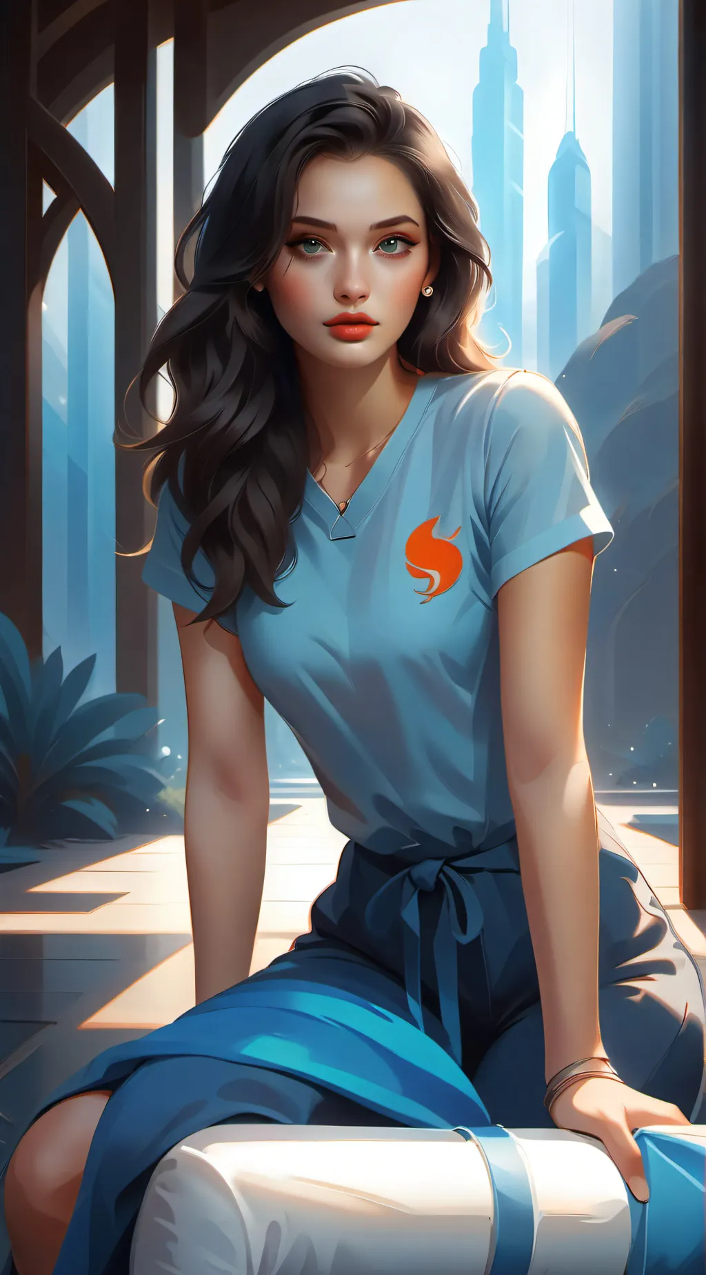 ai character: Amber background