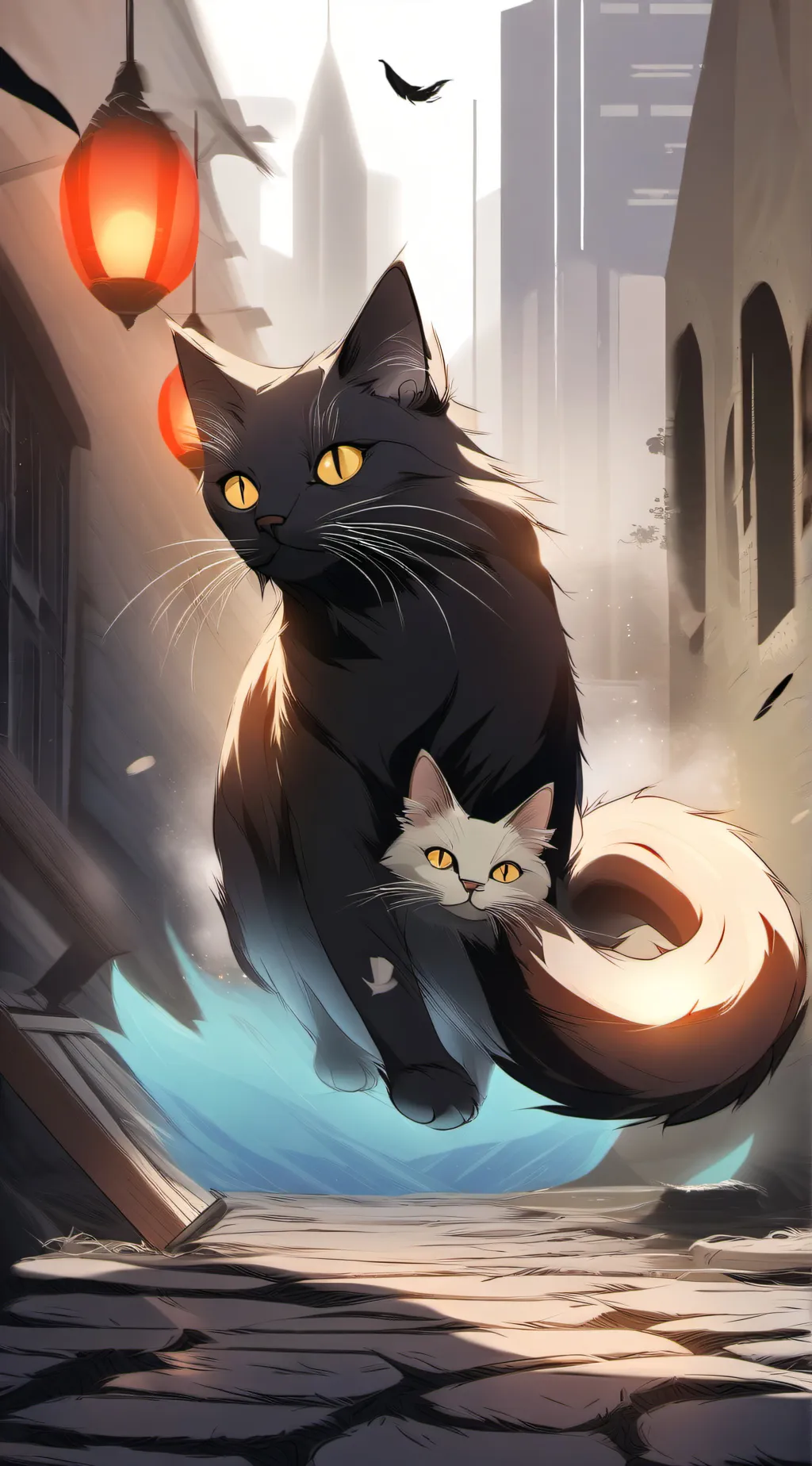 ai character: black cat background