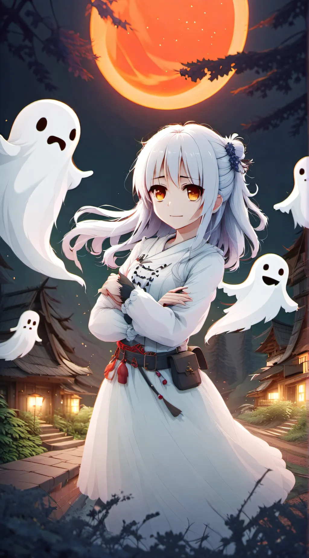 ai character: ghost girl  background