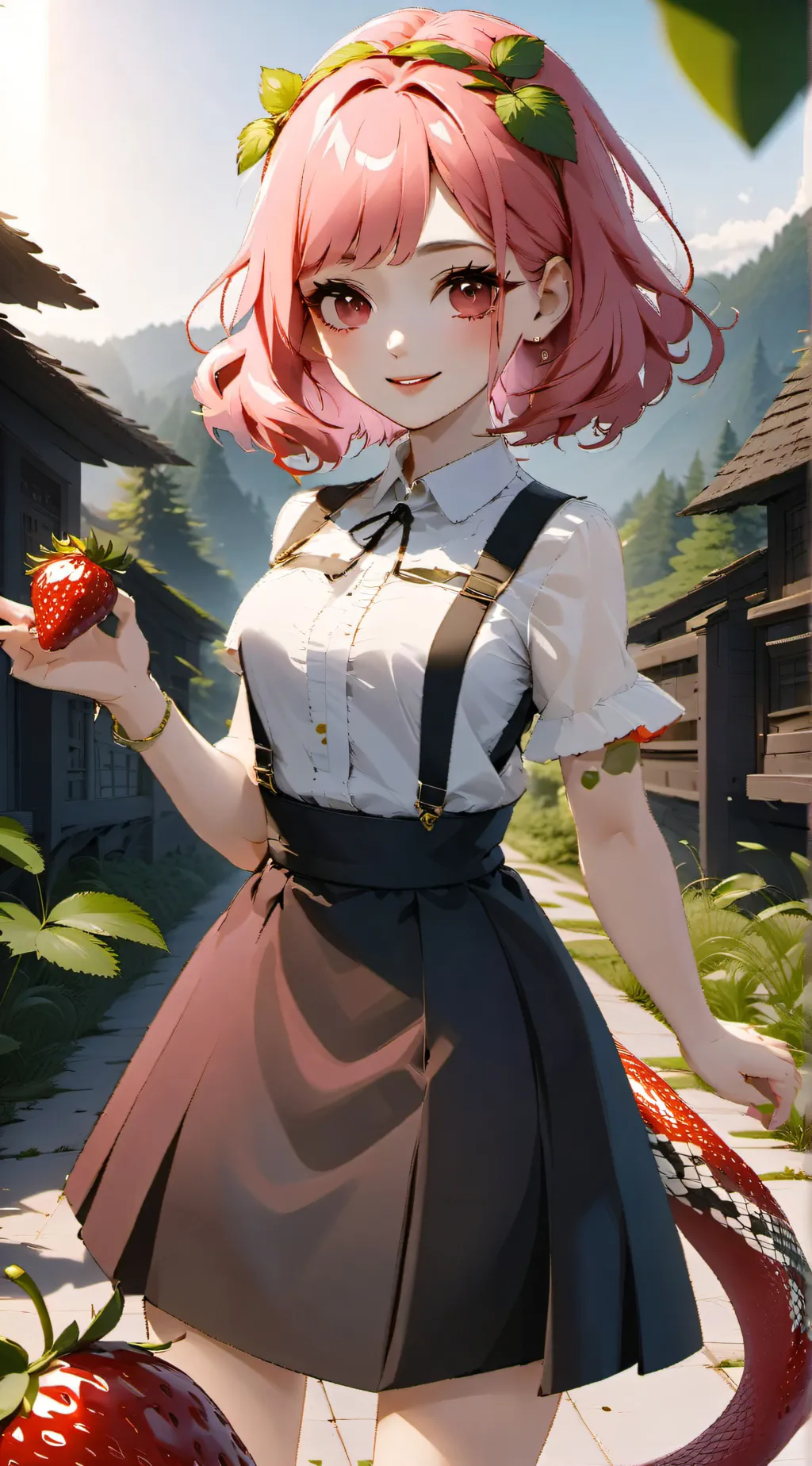 ai character: Strawberry background