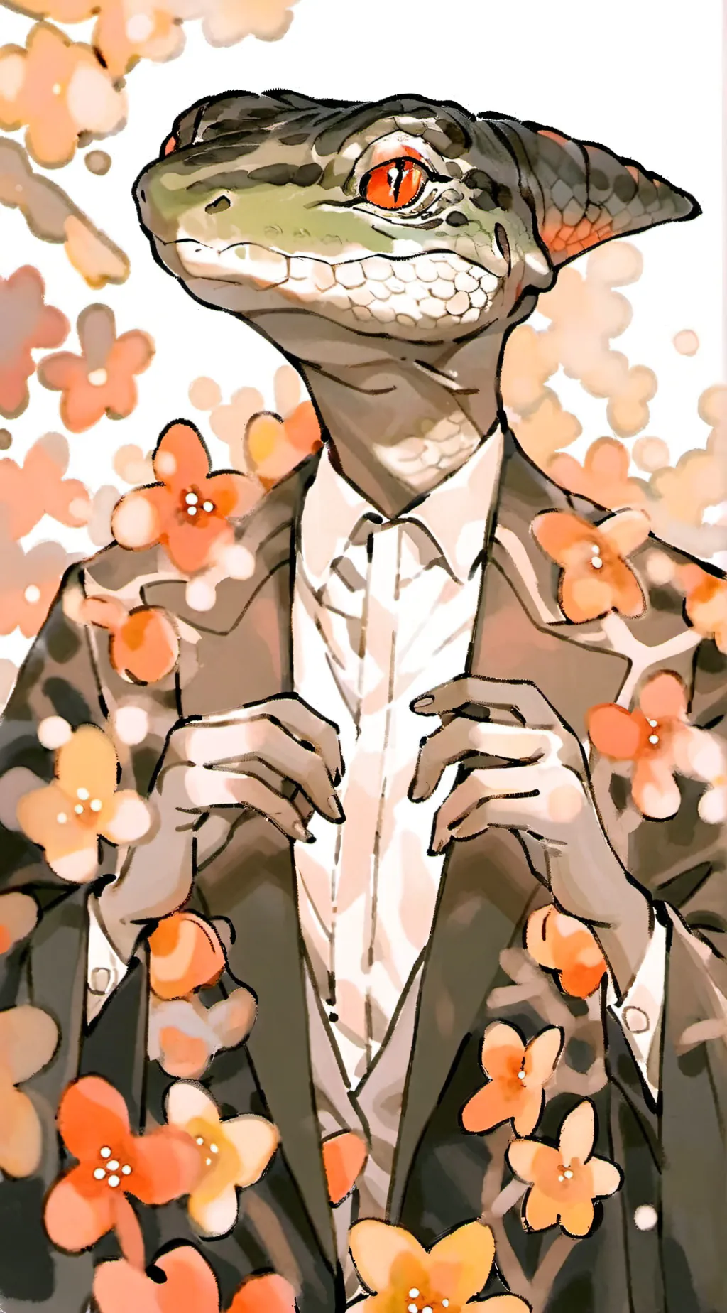 ai character: human lizard  background