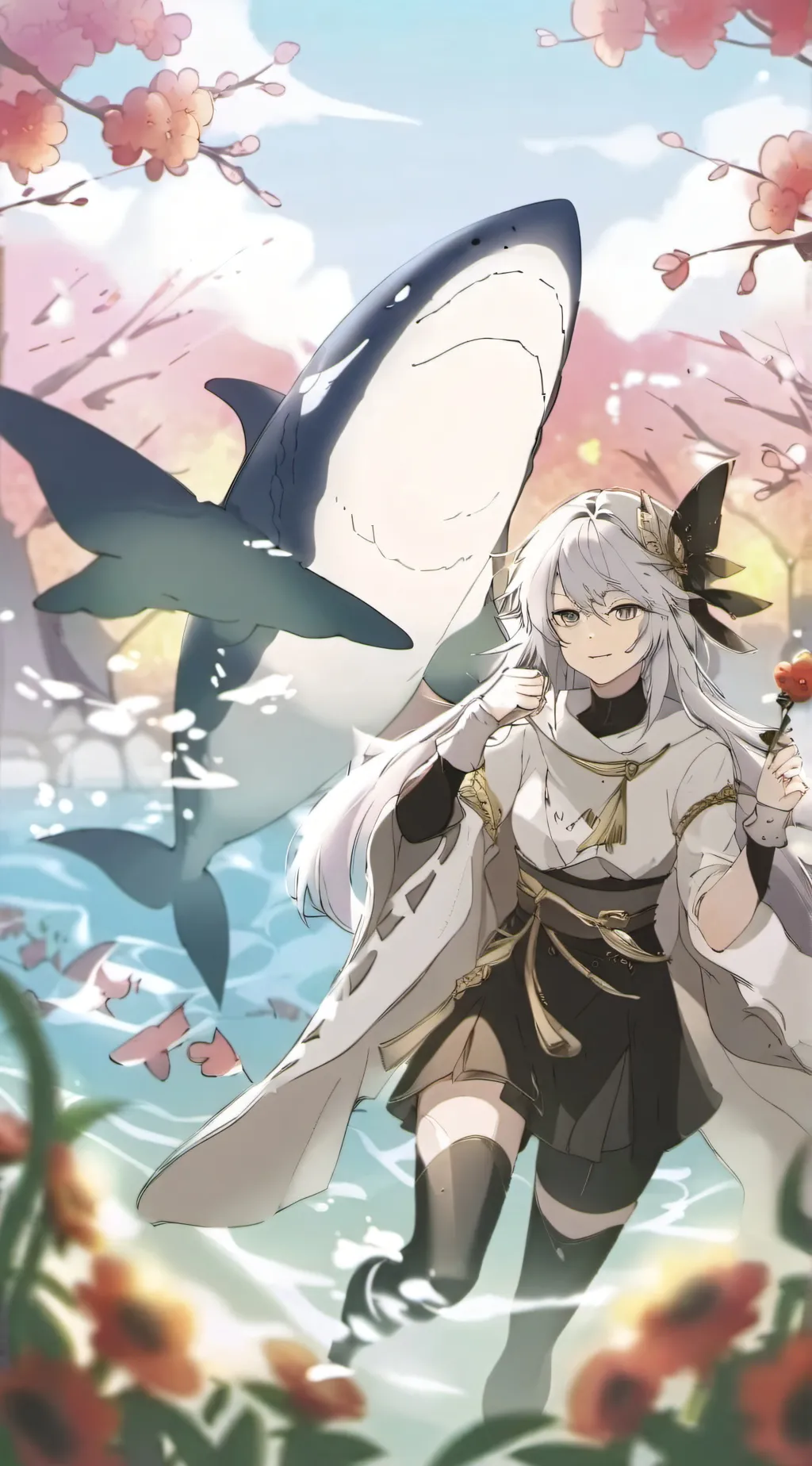 ai character: anime in jaws background