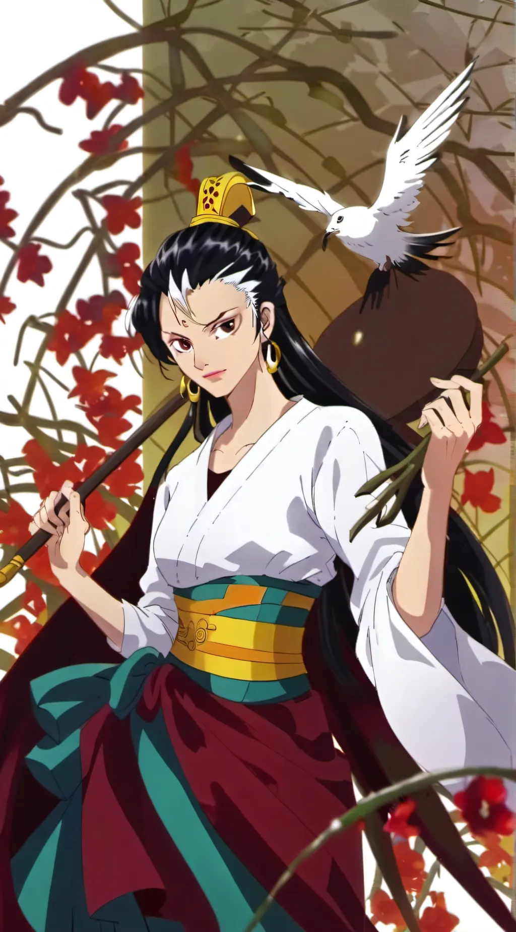 ai character: woman island  background