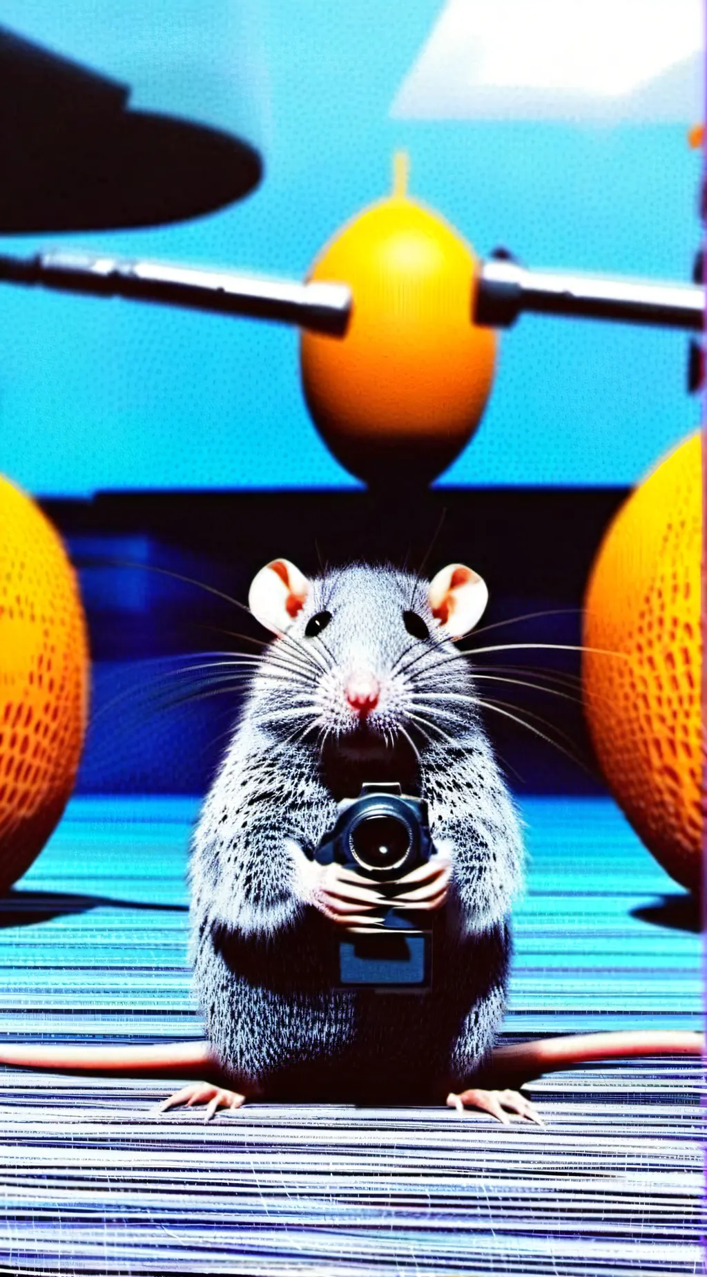 ai character: a rat whith a gun background