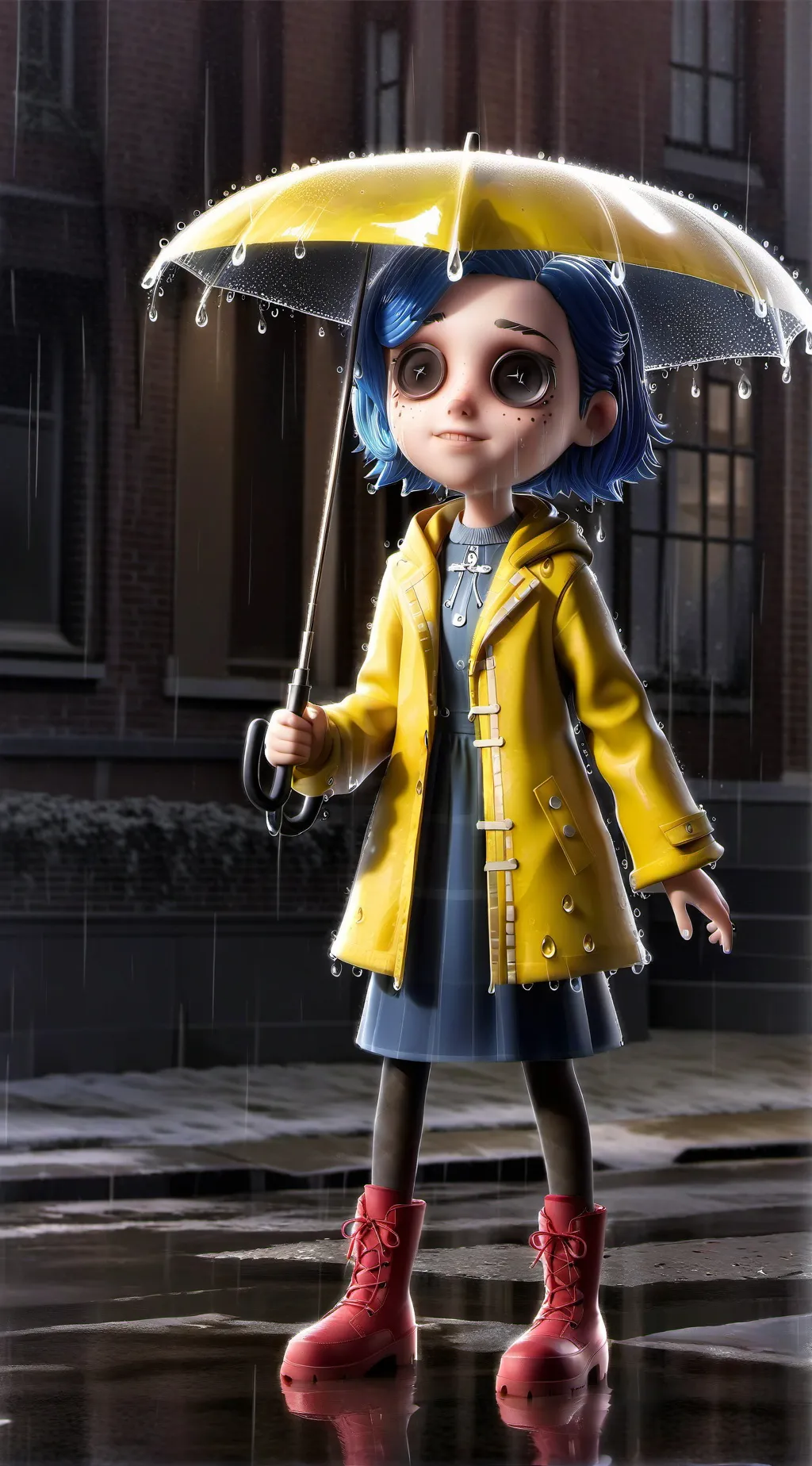 ai character: Coraline  background