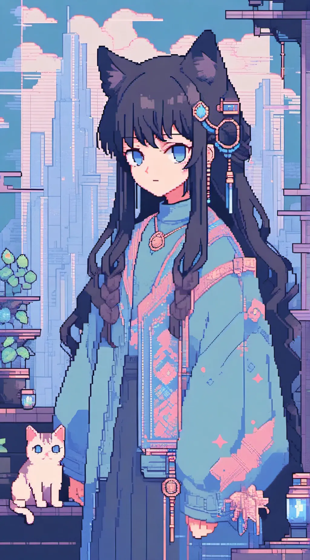 ai character: muichiro cat background