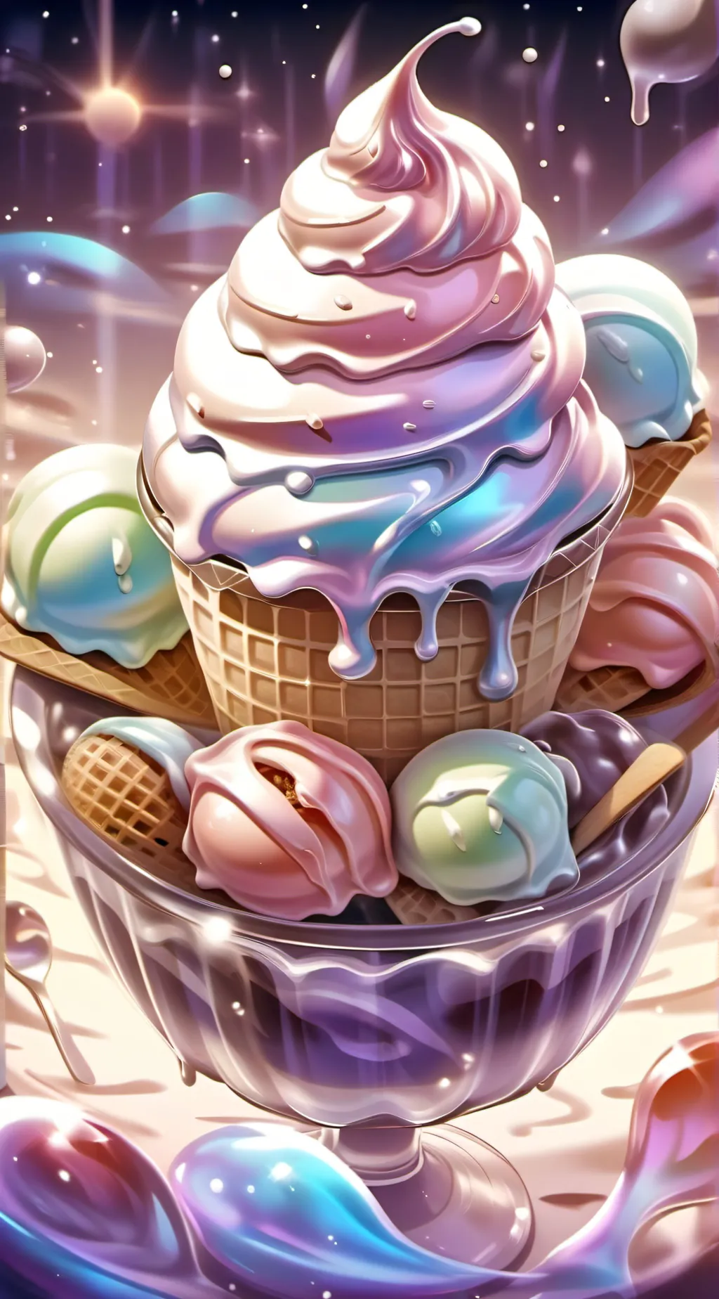 ai character: ice cream  background