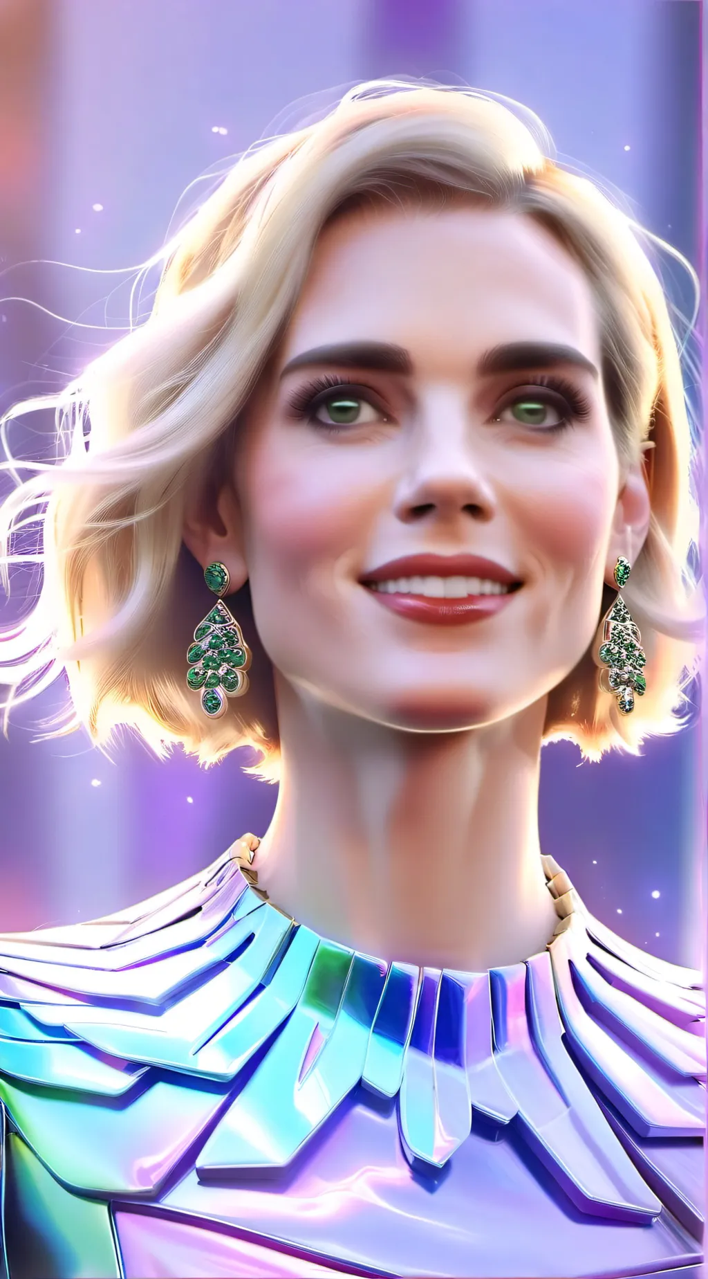 ai character: Lucy Boynton  background
