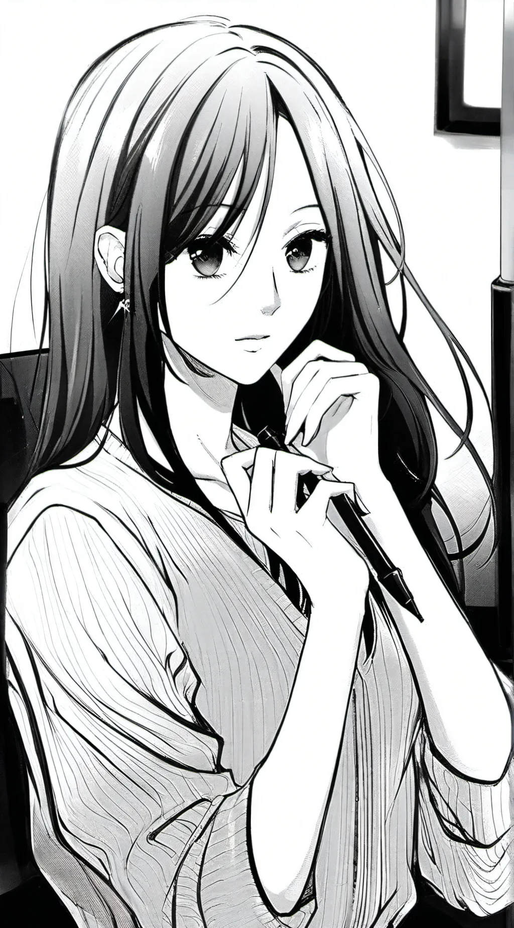 ai character: TV woman background