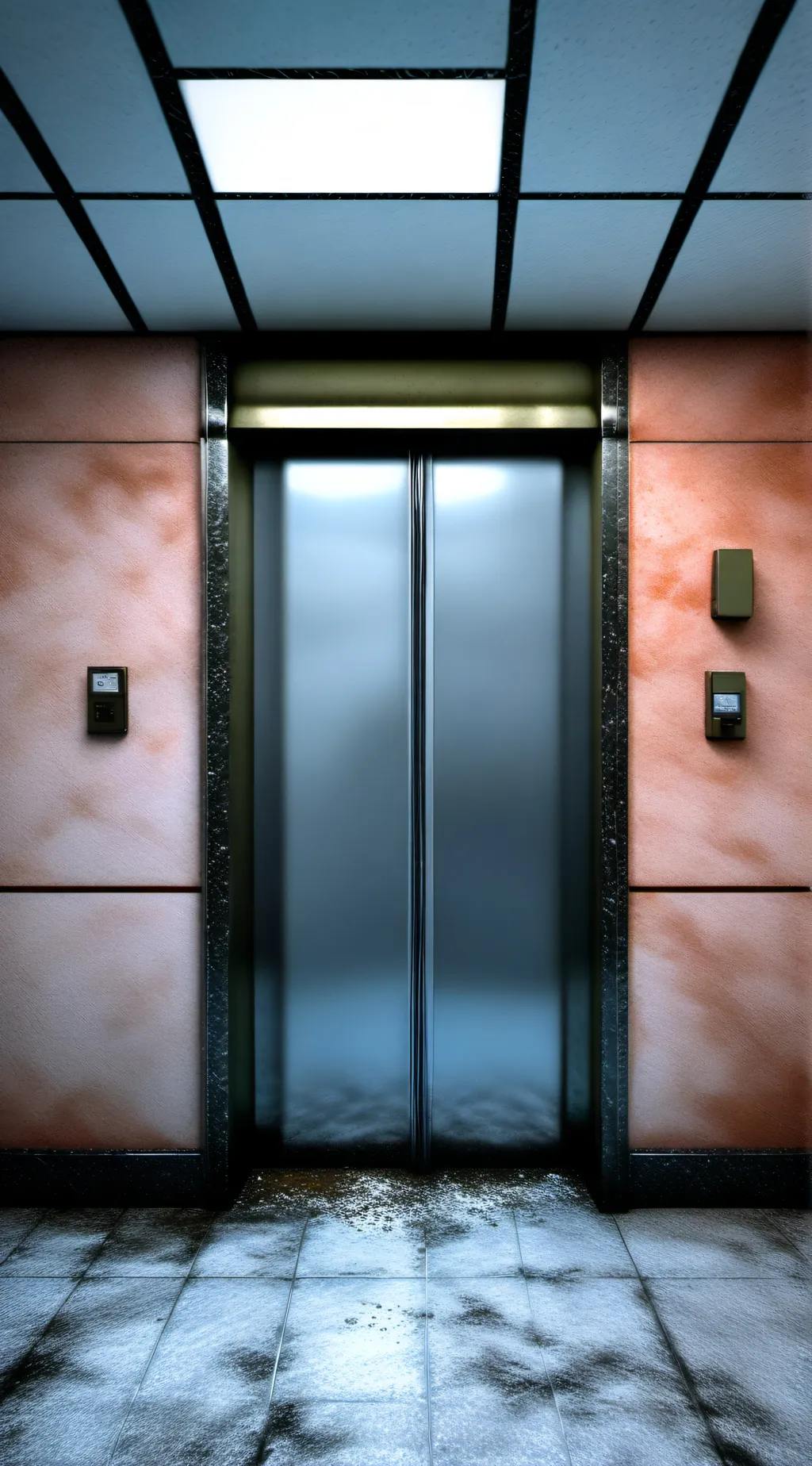ai character: abadoned lift background