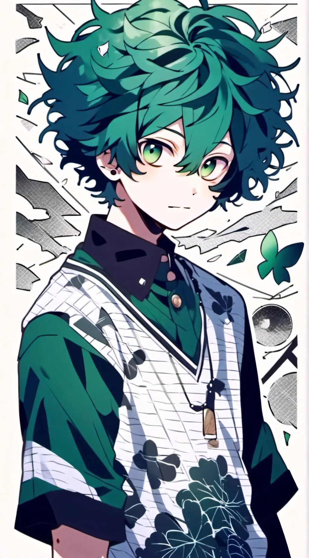 ai character: 💥💣🧡bakudeku💚🥦🥬 background