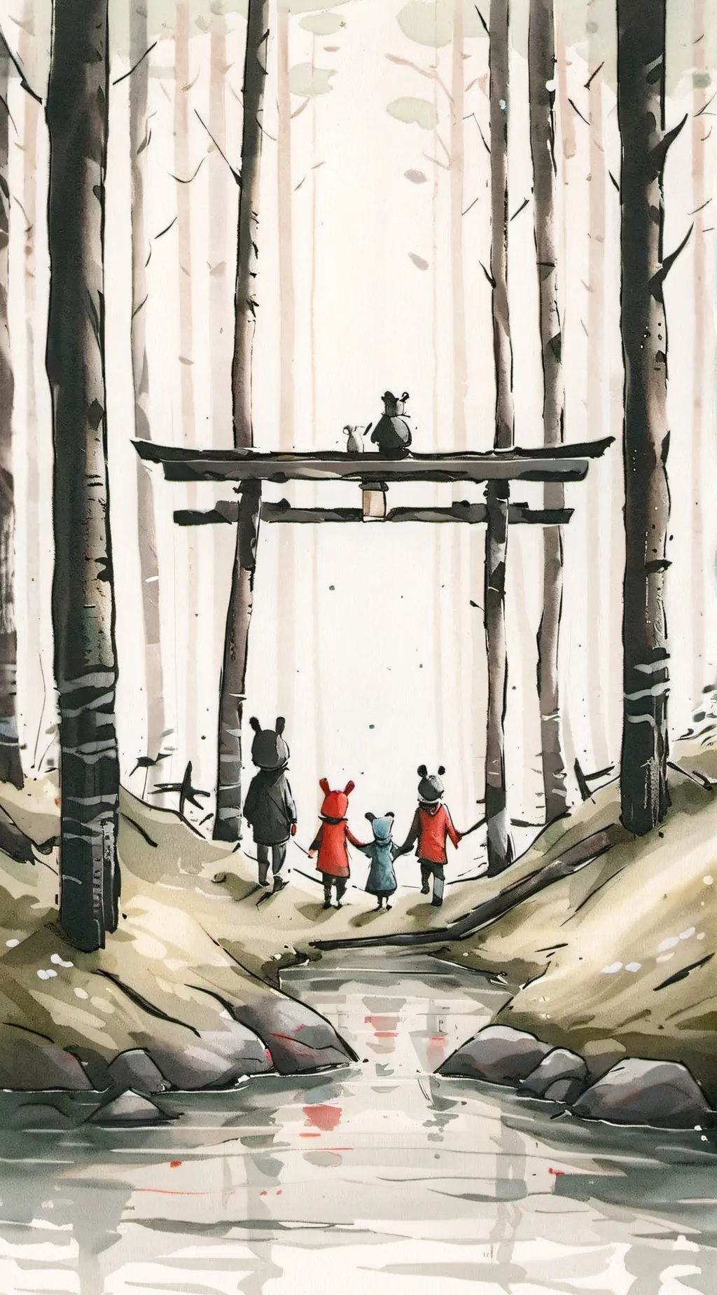 ai character: kids of the forest background