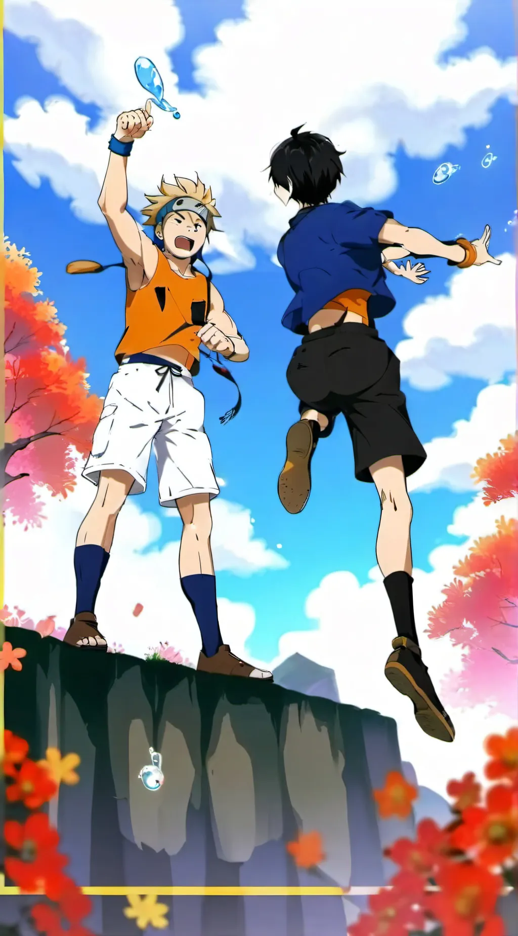 ai character: sasuke and Naruto  background