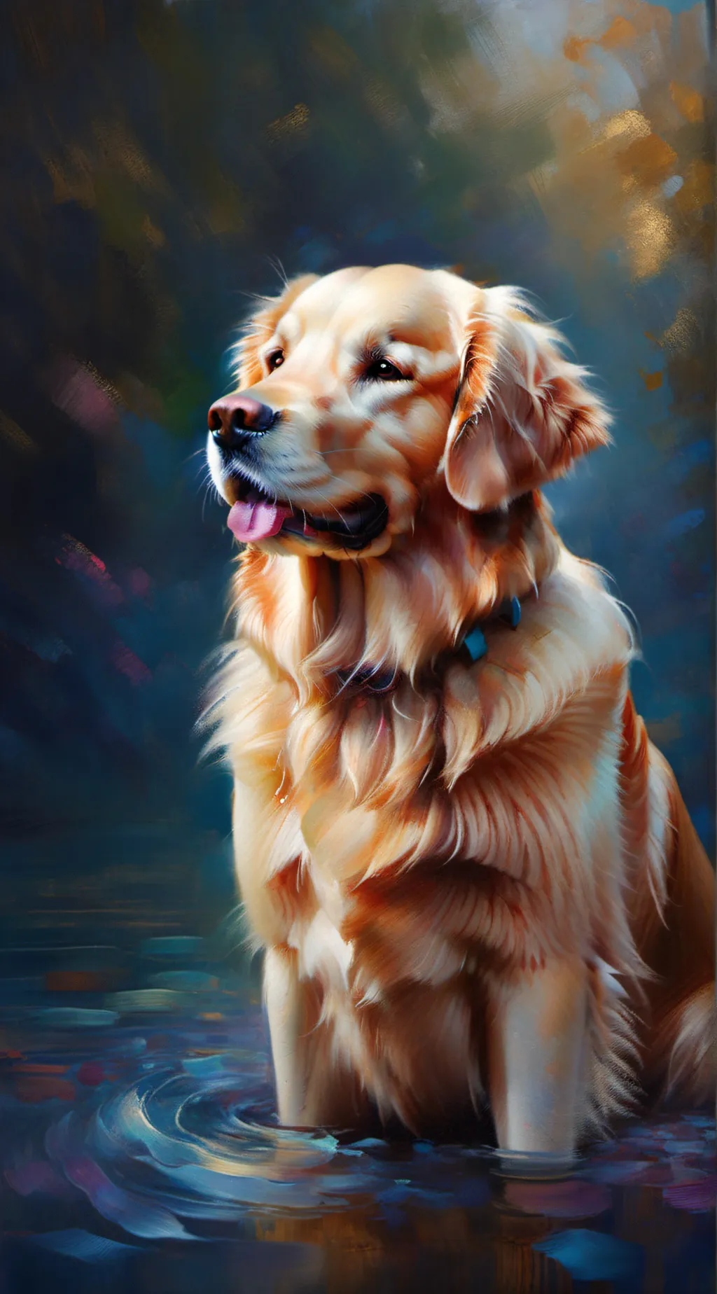 ai character: golden dog background