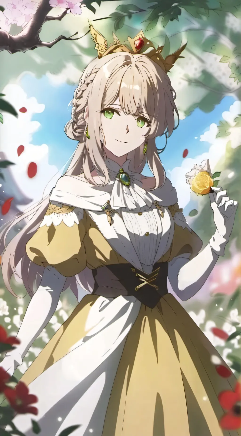 ai character: charming queen  background