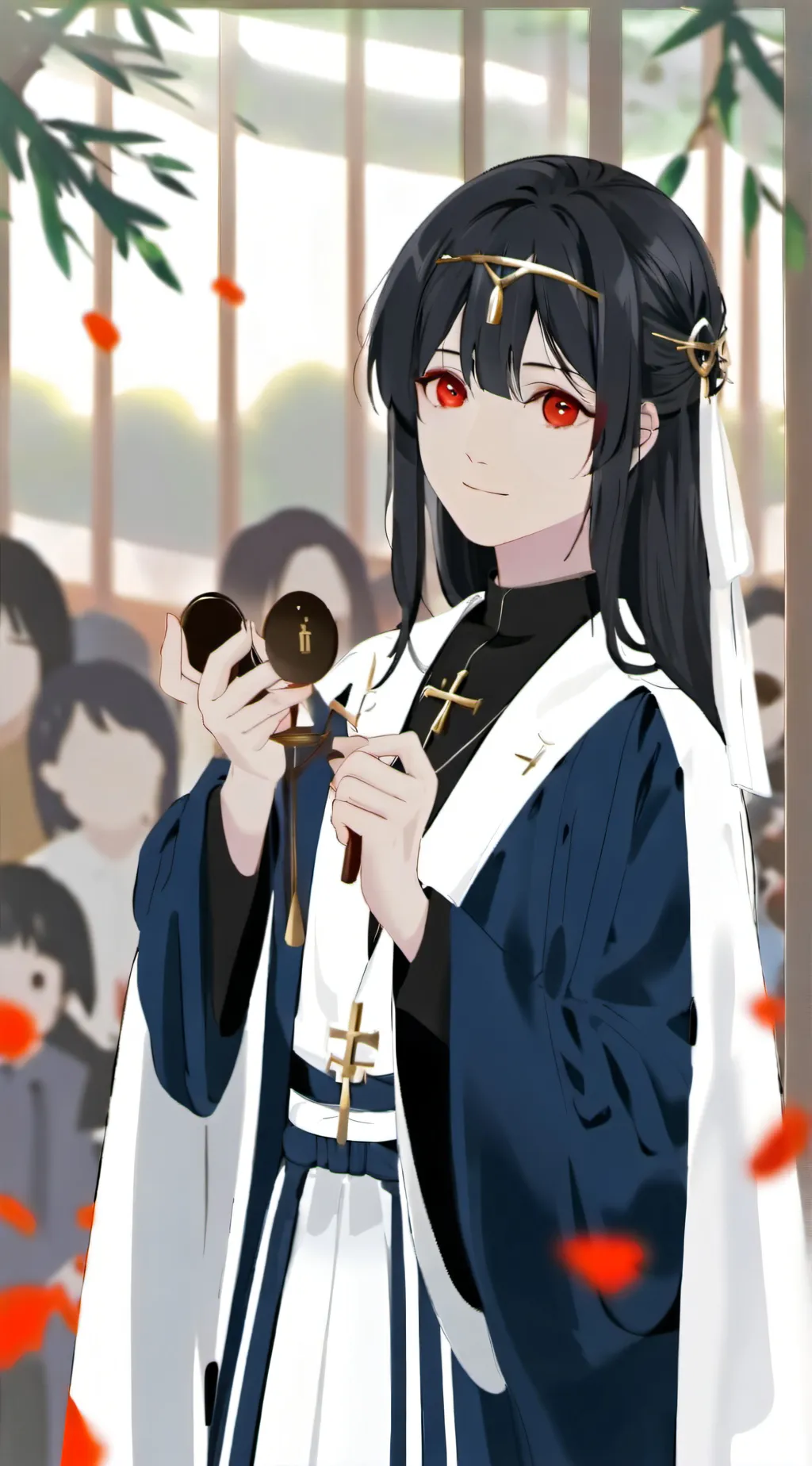ai character: holy water nun  background