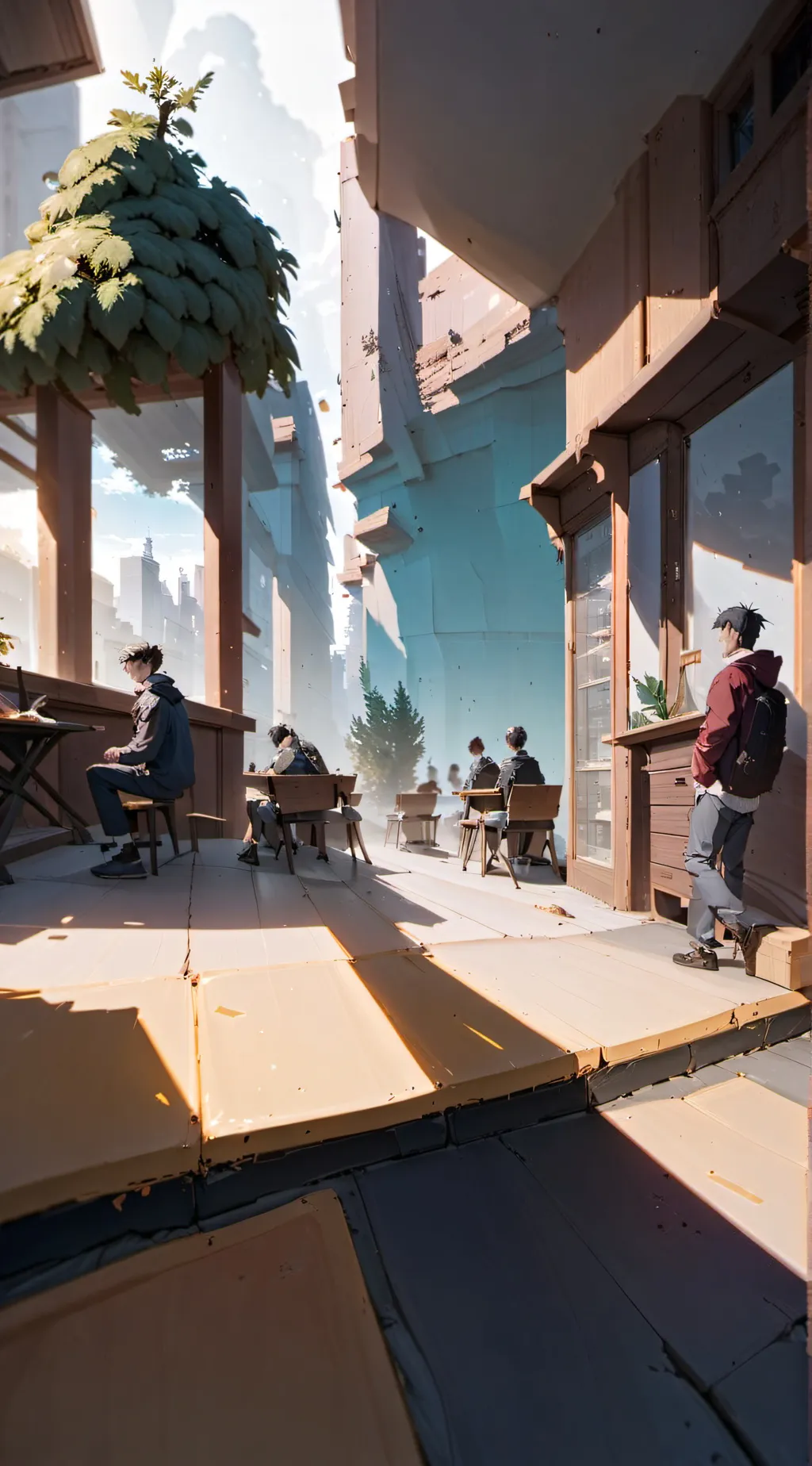 ai character: TLOU high school  background