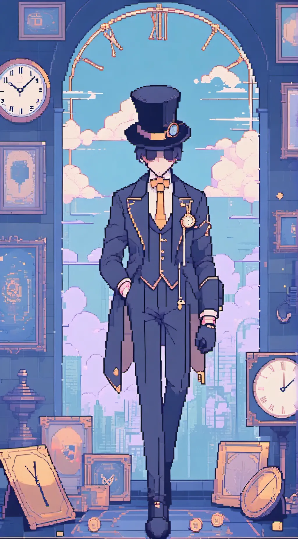 ai character: Large Clockman background