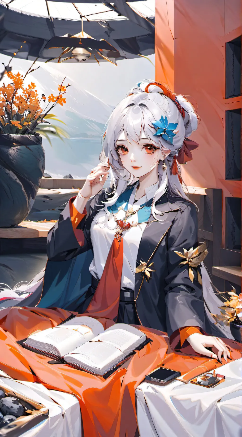 ai character: tv woman  background