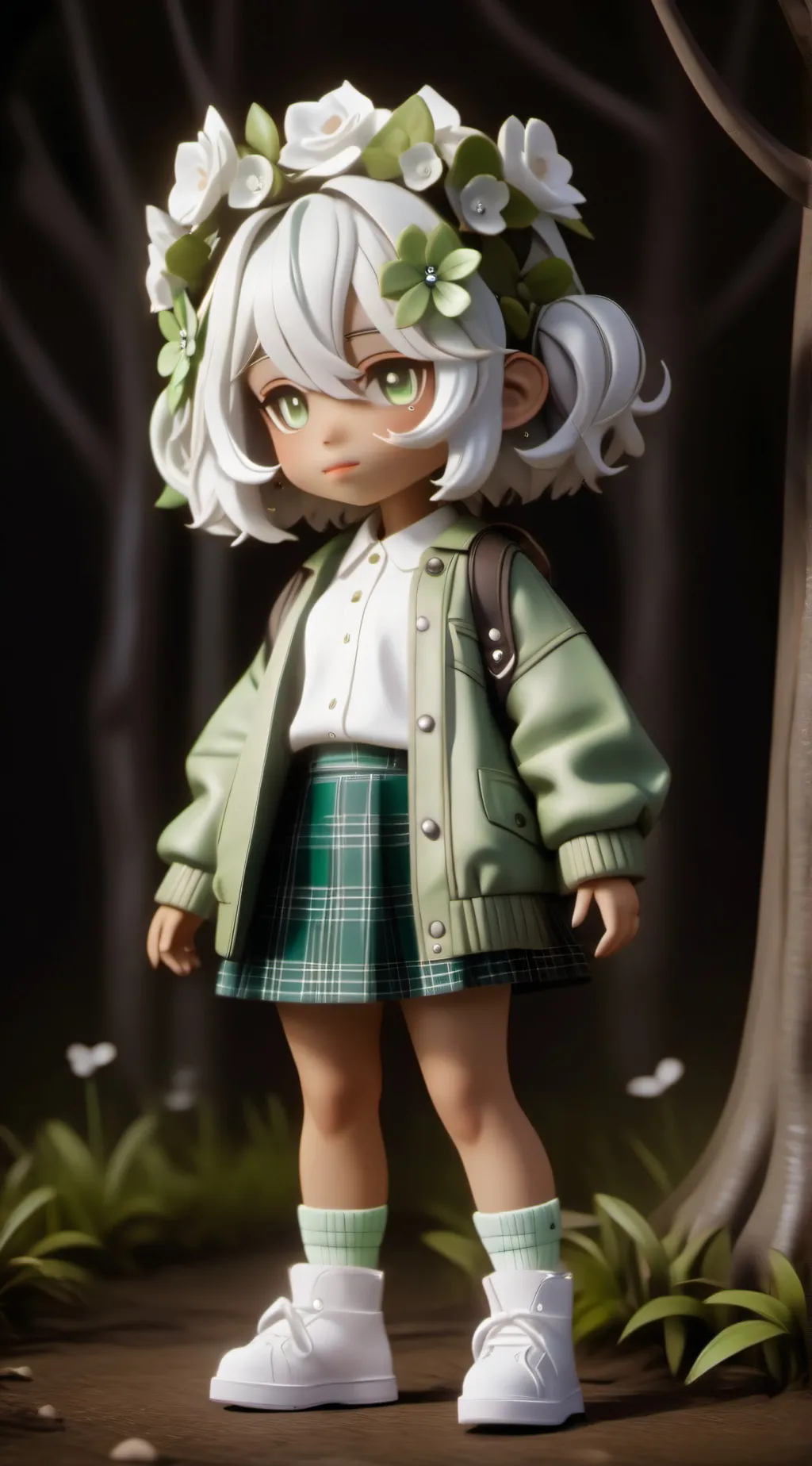 ai character: Green lily background