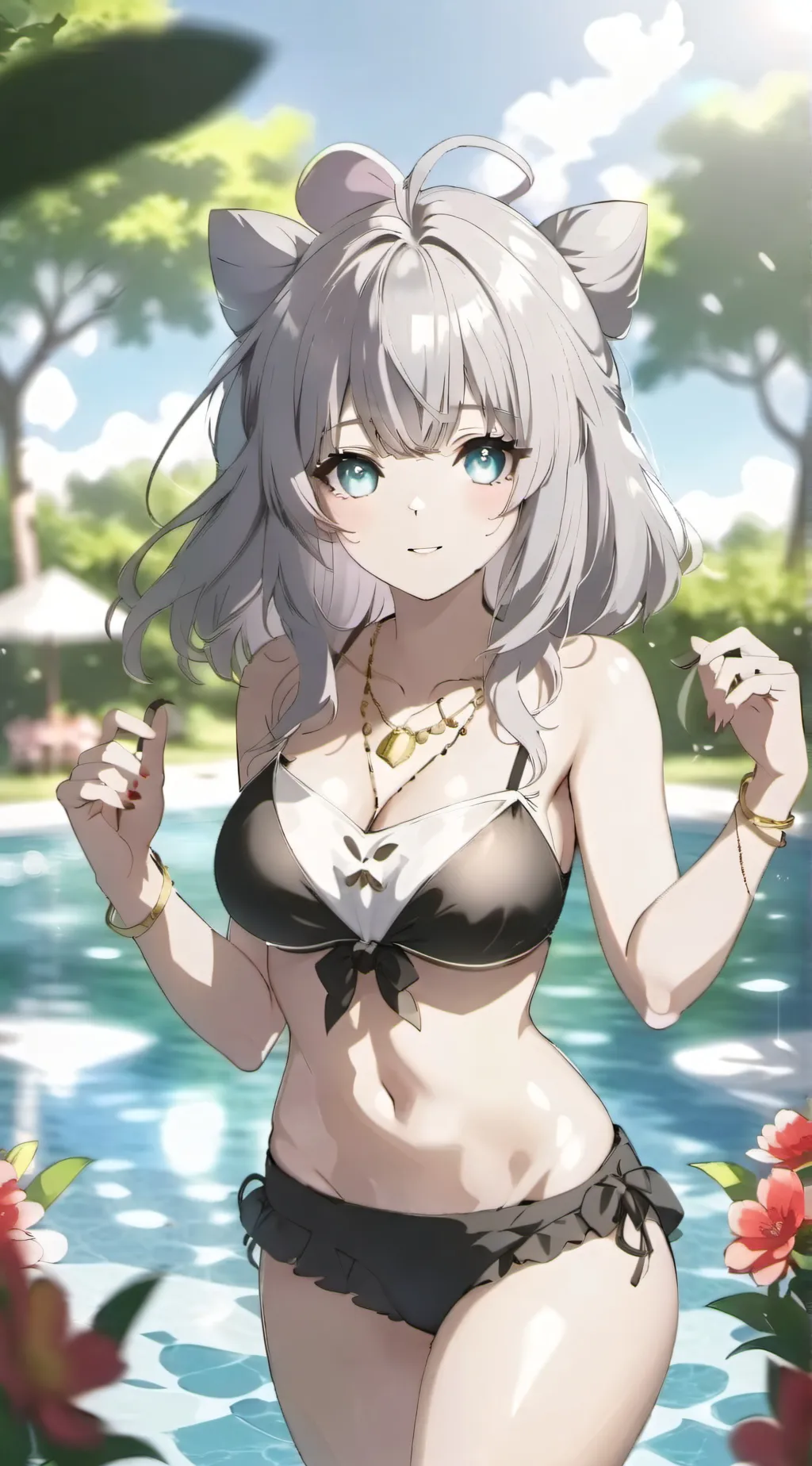 ai character: Pool party background