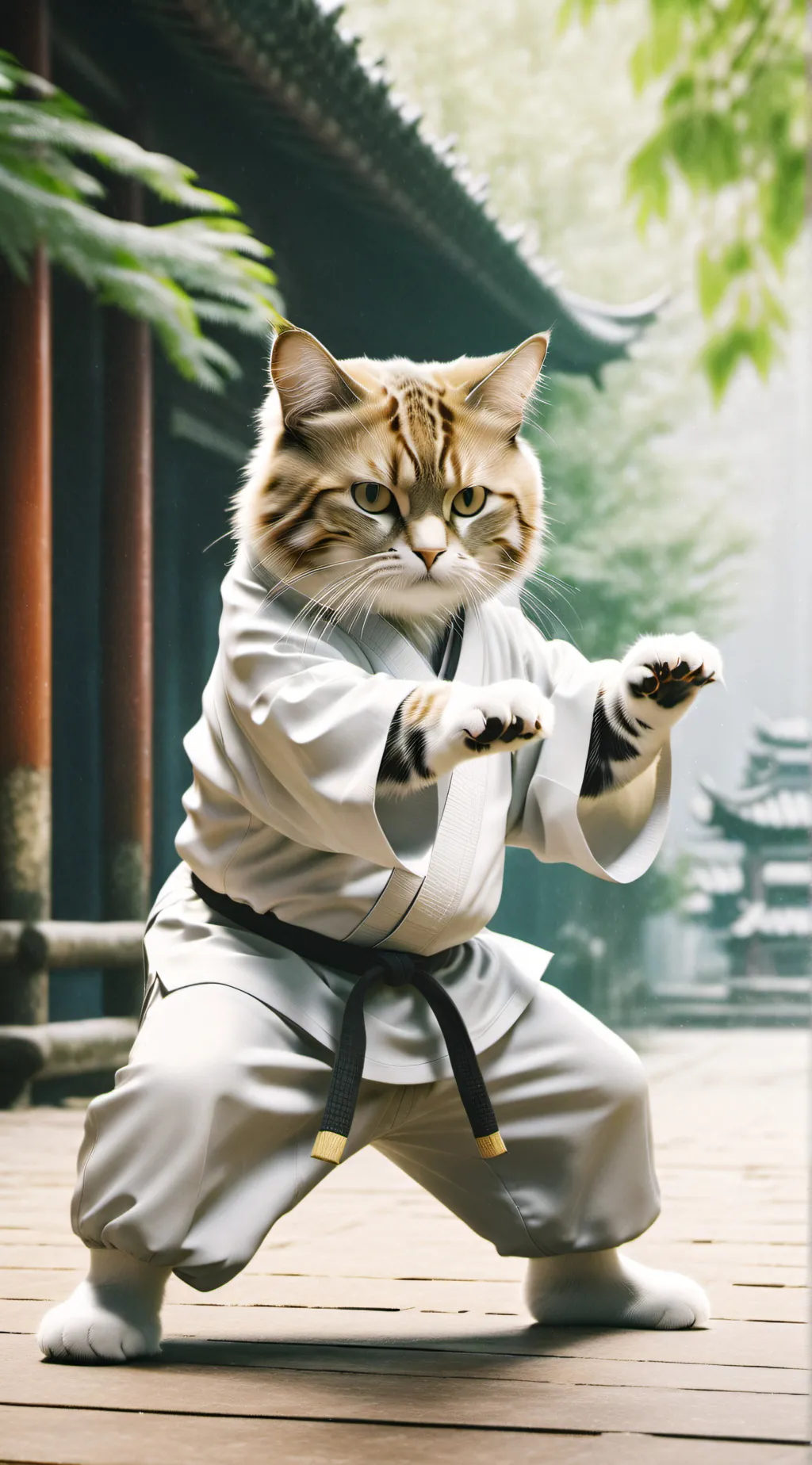 ai character: Kung fu cat background