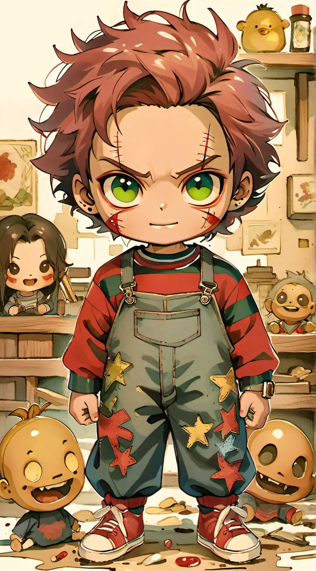 ai character: Chucky & sonic  background