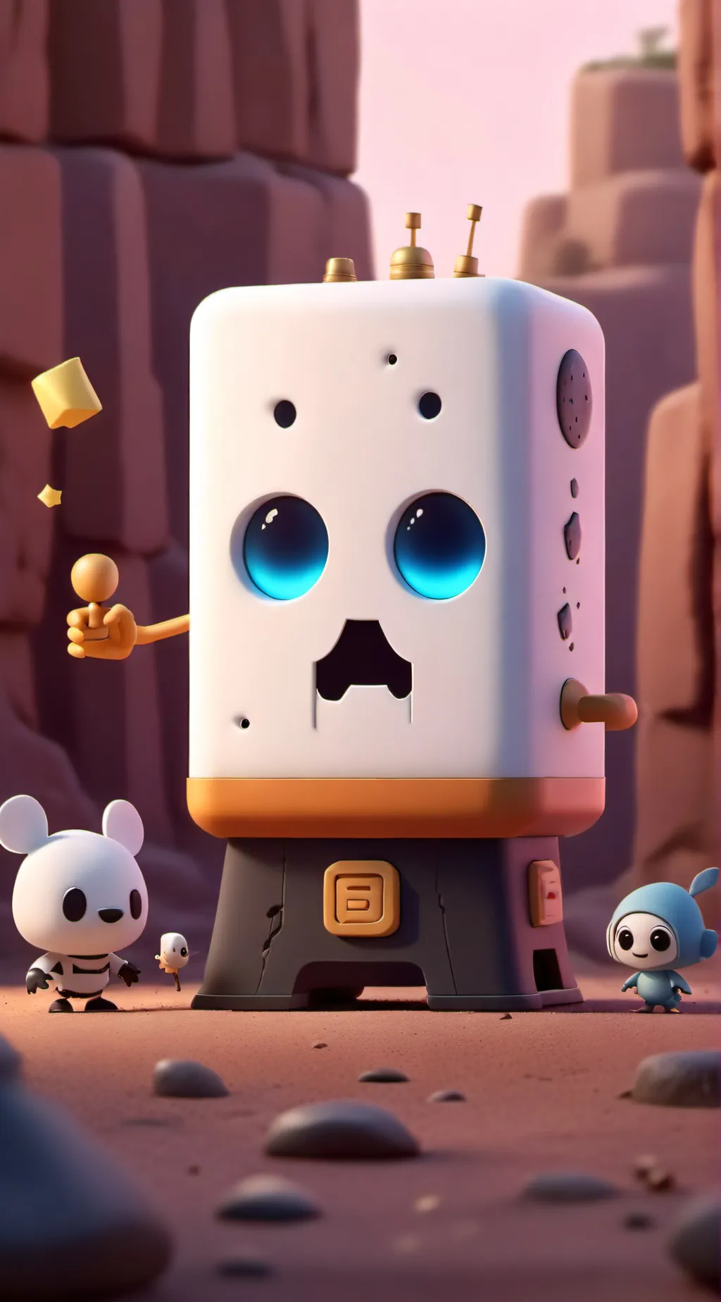 ai character: super box Tower  background