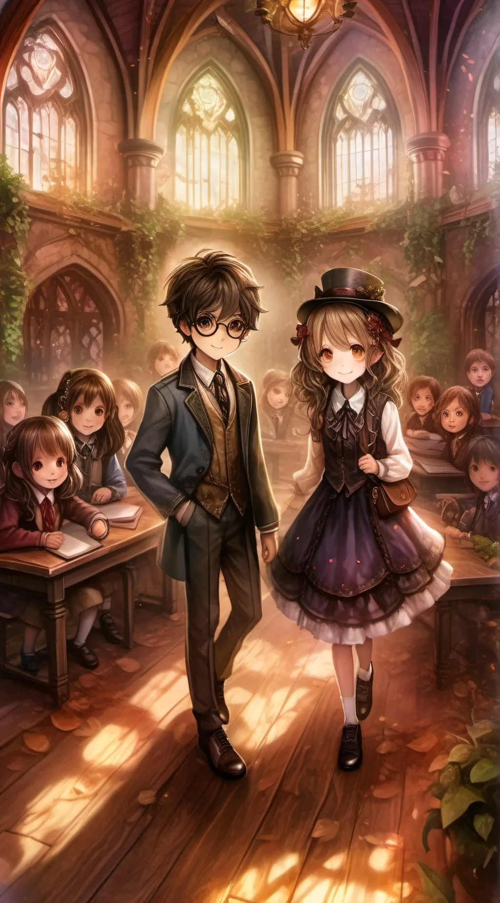 ai character: Learning way schol background