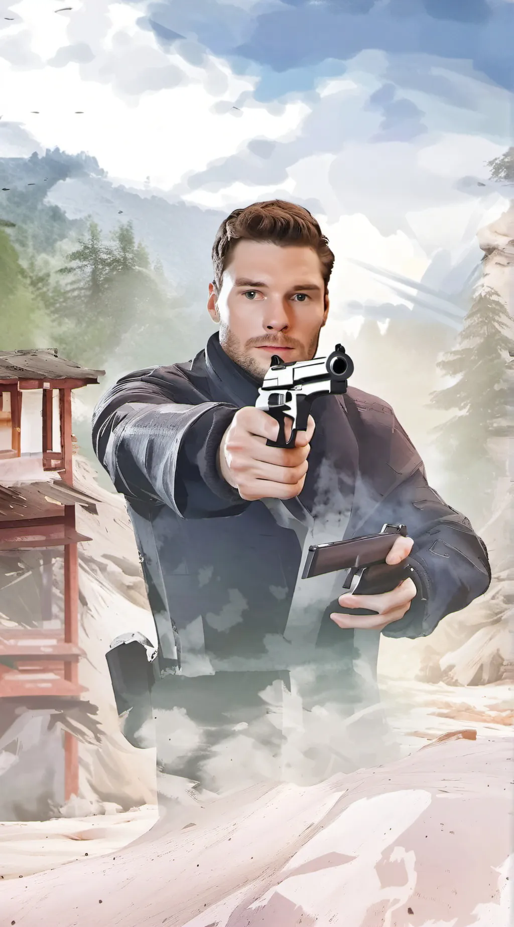 ai character: gun man background